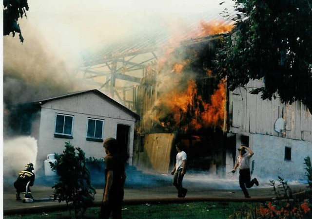 The barn fire at the Leon Lapp farm on Cains Road... 8/29/92